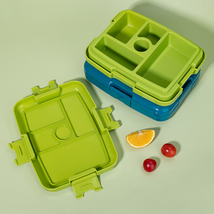 Microwave Safe Kids Plastic Lunch Box Leakproof With 4 Compartments Food Storage Container Collapsible Silicone Bento Box