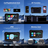 Podofo Pantalla Inteligente de 5 Pulgadas con CarPlay para Motocicletas, Monitor de Navegación para Moto, Estéreo para Auto con Pantalla IPS, CarPlay, Android Auto y Bluetooth