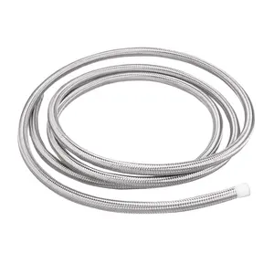 Universal AN6 3 Meter High Pressure Nylon Stainless Steel Braided Silver CPE Rubber Fuel Hose Oil Gas Cooler Hose