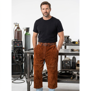 Men's Brown <b>Wool</b> Work <b>Pants</b> High Waist Button Closure Heavyweight Flat Front Workwear Style - Product Image 5