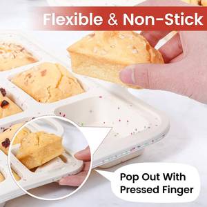 MUYULINS Factory 12-cup LFGB non-stick BPA Free rectangular <b>silicone</b> cupcake pan with metal reinforced frame, American-style - Product Image 4