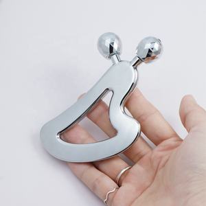 Massaggiatore facciale 3D in oro rosa massaggiatore facciale a doppia sfera a forma di rullo per il viso a 360 gradi - Product Image 2