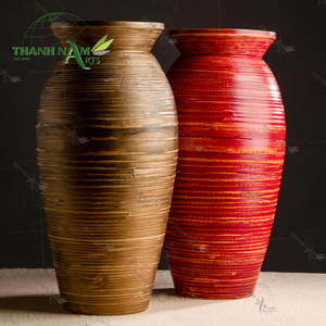 Juego de jarrón decorativo de bambú Premium promocional, maceta inspirada en la antigüedad, centro de mesa para regalos de decoración del hogar - Product Image 2