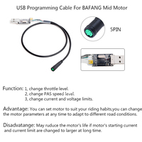 Câble de vélo électrique pour Kits de moteur Bafang/8FUN Capteur de vitesse Programmation USB Capteur de frein hydraulique Support d'affichage Frein 5PIN 3pin 1T4