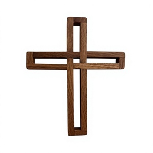 Sculpture murale en bois en forme de croix, décoration religieuse pour la maison, salon, baptême, design Art Déco, lavable, emballage en une seule pièce - Product Image 4