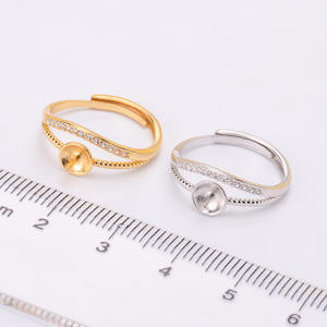 แหวนเงินแท้ S925 ประดับมุก DIY ปี 1878 พร้อมฐานเปล่า ดีไซน์ทันสมัยและอินเทรนด์ สำหรับมุกทรงกลมขนาด 8-11 มม. ขนาด 6 มม. 8 มม. เครื่องประดับ - Product Image 2