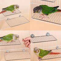 Plateforme de repos et de saut pour oiseaux en acier inoxydable, cage en treillis, perchoir sécurisé et confortable pour perroquets, support rectangulaire, OEM