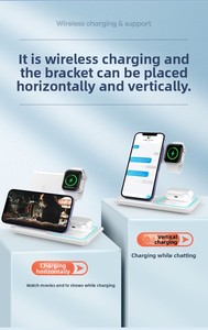 ZZx <span class=keywords><strong>Chargeur</strong></span> sans fil 3-en-1 à bas prix pour téléphones mobiles Android/iOS, montres et écouteurs - Support de charge vertical pliable en ABS 15W - Product Image 5