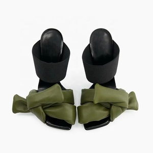 Women's Puffy Knotted Straps Sandals High Heels Stiletto Dress Mules Party Stretch Band on Slippers <b>Shoes</b> - Product Image 3