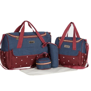 Tas popok bayi laki-laki perempuan, kantung Tote 5 potong untuk berpergian ukuran besar untuk ibu dan ayah - Product Image 1