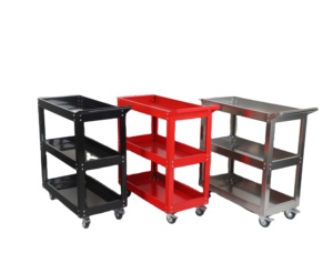 Chariot <span class=keywords><strong>à</strong></span> outils métallique robuste <span class=keywords><strong>à</strong></span> trois niveaux avec roues verrouillables pour garage et atelier, service OEM personnalisé - Product Image 4