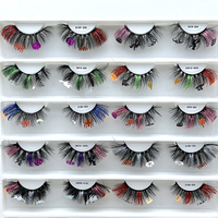 Faux cils scintillants et scintillants Faux cils en vison 15mm pour cheveux synthétiques Colorful Party Glitter Halloween Full Strip Lashes