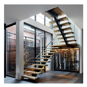 Mono Stringer Metall treppe mit rahmenlosem Glas geländer/gerade Treppe/gebrauchte Holztreppe - Product Image 1