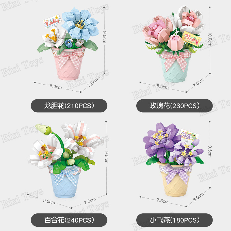 LOZ 8831-8838 Flower Bouquet Micro Set for Children Girls DIY