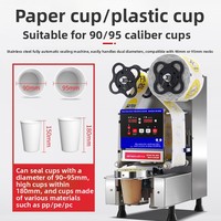 Scelleuse de gobelets en acier inoxydable personnalisée, machine de scellage intelligente entièrement automatique, compatible avec les gobelets de 90/95 mm pour le thé au lait, les jus de fruits