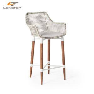 Tabouret de Bar industriel en bois de teck avec fil de velours, meilleur prix - Product Image 2