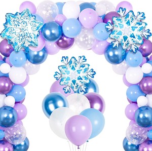 Decoraciones para <span class=keywords><strong>Fiesta</strong></span> Temática de Invierno, Kit de Arco de <span class=keywords><strong>Globos</strong></span> con Copos de Nieve, <span class=keywords><strong>Globos</strong></span> Metálicos Azules y Morados para Cumpleaños y Baby Shower - Product Image 1