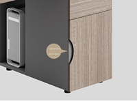 Poste de travail modulaire commercial en bois massif moderne - Bureau de direction ergonomique à hauteur réglable avec tiroirs de rangement et gestion des câbles