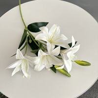 Flor Artificial de Lirio de Doble Pétalo Impresa en 3D, 4 Flores y 2 Capullos en Tonos Primaverales, en Stock para Decoración de Bodas y Hogar