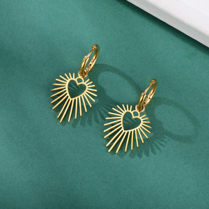 Bạc mạ retro đơn giản Thiết kế mô hình rỗng vòng tròn không gây dị ứng Bông tai thanh lịch bữa ăn tối bên trang sức quà tặng cho hợp thời trang - Product Image 2