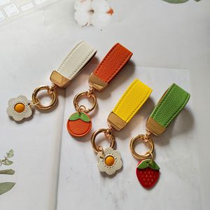 High Quality Candy Color PU Leather Keychain Creative Detachable Gift with Leather <b>Back</b> - Product Image 2