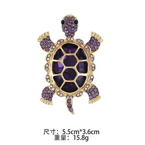 Broche de Aleación con Cristales de Imitación en Forma de Tortuga para Mujer, Accesorio para Abrigo, Fiesta o Boda - Product Image 3