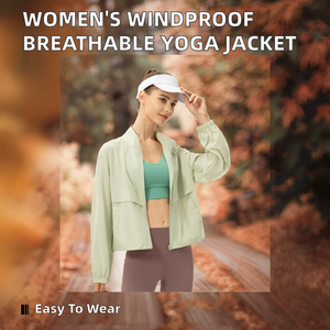 Veste de sport décontractée longue et ample pour femme, coupe-vent, respirante, à col montant et fermeture éclair, idéale pour le yoga et la course à pied – Collection Printemps de haute qualité - Product Image 2