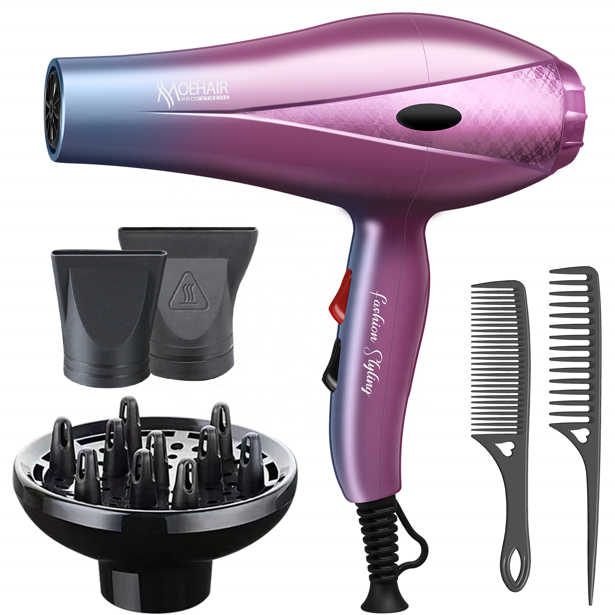 Moehair 5 in 1 Salon Hair Dryer Set Electric Negative Ion Leafless Styling for Hotel and Household Use