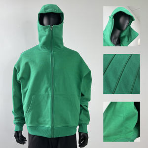 Kualitas tinggi kustom ritsleting penuh masker lapisan ganda masker ritsleting jaket kustom berat French Terry Hoodie untuk pria - Product Image 1