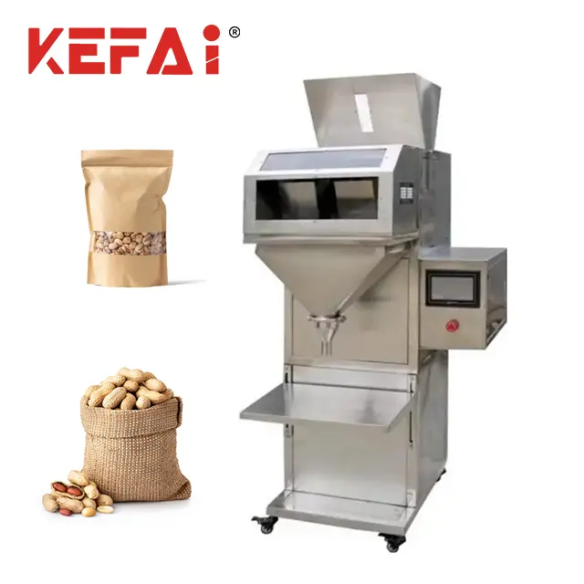 Kefai - Máquina de enchimento e pesagem de grânulos de 2kg, semiautomática, com 2 cabeças e funil duplo, máquina barata para amostra