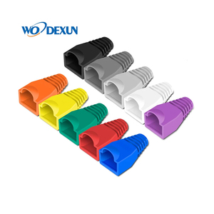 ABBASALI 100 Pcs Soft Plastic CAT5E CAT6 Ethernet RJ45 Cable Cap Connector Boots Plug Cover Strain Relief Boots Dark Blue