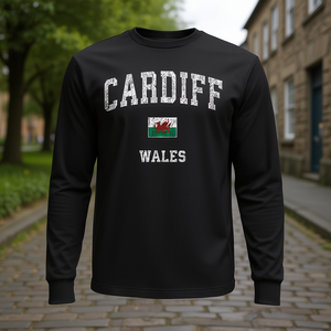 T-shirt a maniche lunghe Cardiff Wales Vintage Athletic - Product Image 3