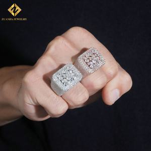 เครื่องประดับสุดหรูสไตล์ยอดนิยมแหวนฮิปฮอปติดเพชรโมอิส925เงินสเตอลิงหลากสีโมอิสซาไนท์ประดับเพชรแบบไร้ที่ติ - Product Image 5