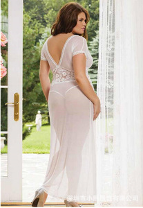 Midnight Charm Nuevo vestido sexy transparente sin espalda de manga corta con encaje largo talla 30 - Product Image 3
