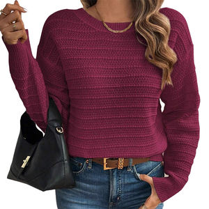 Suéter Nuevo Personalizable con Cuello Redondo y Diseño de Lazo en la Espalda, Top de Punto Suave, Moderno y Versátil con Patrón de Puntadas Único, Prenda de Punto Cálida - Product Image 2