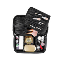 Pochette de maquillage de voyage vintage en PU à imprimé léopard, grande capacité, imperméable, design portable, petit porte-pinceaux, fermeture éclair dorée