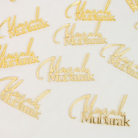 Islamische 6-teilige Acryl-Spiegel-Etiketten Cupcake-Topper Gold Umrah Mubarak Kuchendekoration für Muslimische Partys
