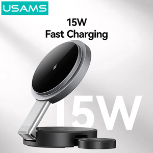 Usams CD234 nhỏ nhất đồ nội thất có thể gập lại tất cả trong một 5in1 3in1 3 trong 1 gấp từ không dây điện thoại di động sạc đứng chủ - Product Image 3