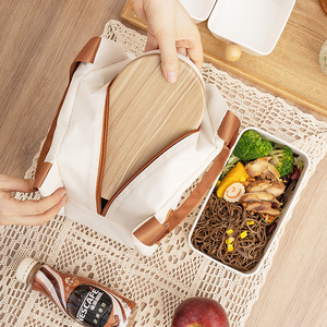 Lunchbag Insulated Bento Bag Beige 25x16x19cm Waterproof Heat Insulating Fresh Keeping Picnic School Outdoor Use - Product Image 4