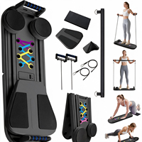 Planche de Pilates pliable 7-en-1 avec bâton, pour usage domestique, hommes et femmes, équipement d'entraînement abdominal, poulie à rebond automatique, intelligente