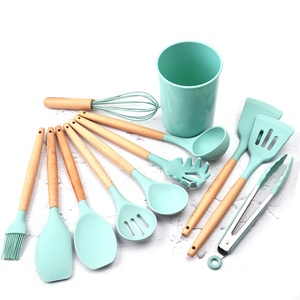 Wooden Handles Cooking <b>Tool</b> Utensil Set 12 Pcs Eco Friendly Household <b>Silicone</b> Kitchen Utensils - Product Image 5