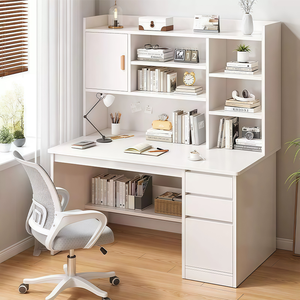 Bureau intégré avec étagères et tiroirs – Idéal pour l'écriture, l'ordinateur, le bureau, la chambre, la maison, l'étude ou la <span class=keywords><strong>location</strong></span> - Product Image 1