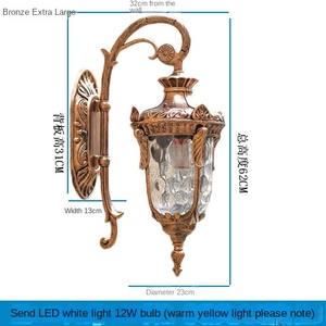 Appliques murales LED classiques modernes pour villa, cour, couloir, balcon, coins de porte, étanche avec alimentation solaire - Product Image 5