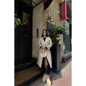 เสื้อโค้ทยาวผ้าหนังกลับสีน้ำตาลสไตล์มินิมอล แขนยาว ทอผ้ากันลม สำหรับผู้หญิง ฤดูใบไม้ร่วง - Product Image 2