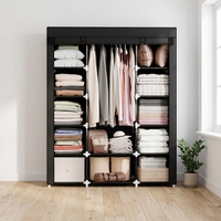 Mavivegue Armoire Pliable Multifonctionnelle Portable, Organisateur de Rangement Autoportant pour Chambre, Noir, 5 Niveaux, 59 L x 18 P x