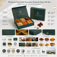 Boîte Cadeau Ramadan Mubarak Recyclable en Gros avec Compartiments pour Dattes Medjool, Noix, Fruits Secs, Biscuits et Desserts
