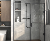 Salle de douche carrée en aluminium avec cadre poli et cabine de douche coulissante en verre trempé vente directe du fabricant