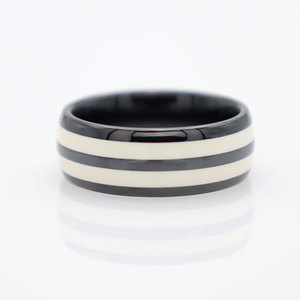 Men's <b>Titanium</b> Steel <b>Ring</b> Geometric Pattern Black White Stripes Fashion Jewelry Gift - Product Image 1