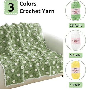 Kit de crochet personnalisé en coton laitier pour couverture DIY, artisanat tissé, tricot fait main, motif dessin animé, décoration douce pour la maison - Product Image 2