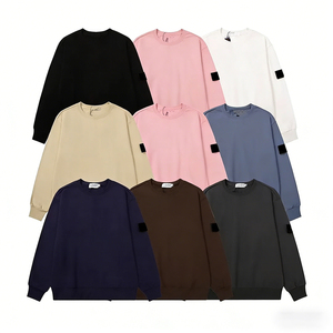 <span class=keywords><strong>Sweat</strong></span>-shirt classique à col rond de couleur unie avec badges, style couple, version oversize à manches longues - Product Image 1